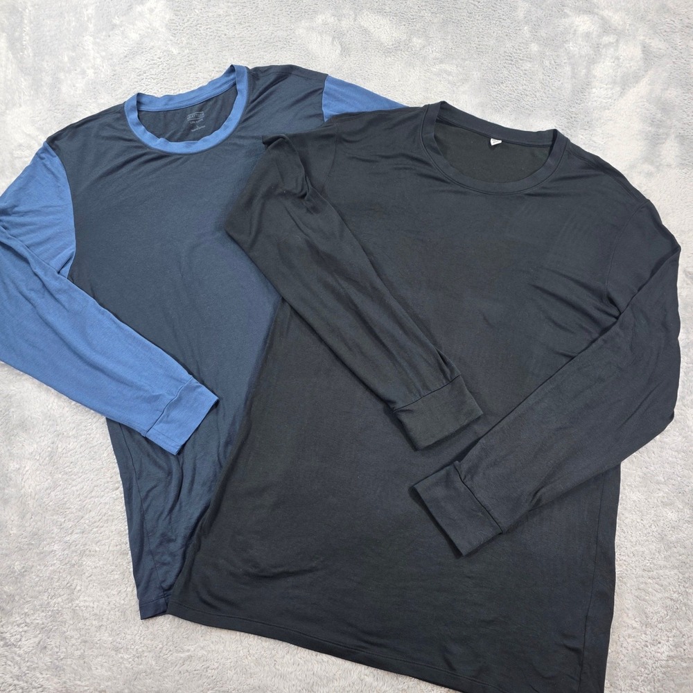 Uniqlo Heattech Extra Warm Long Sleeve T-Shirt Bundle Black Blue Large Mens Base